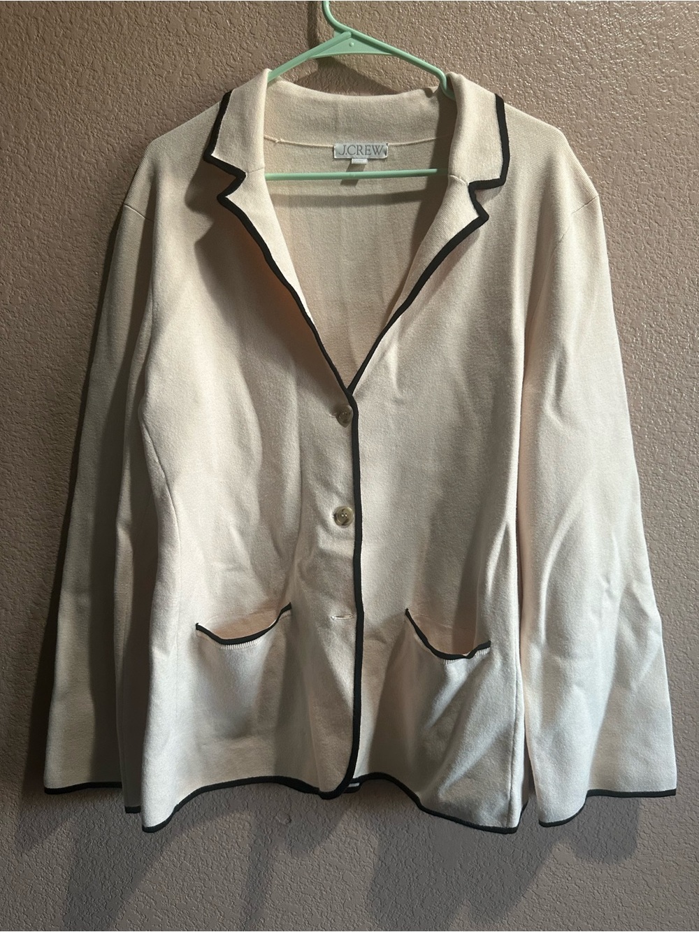 J. Crew Cream Blazer with Black Trim